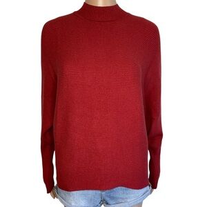 Philosophy Solid Red Cowl Neck Cropped Long Sleeve Sweater